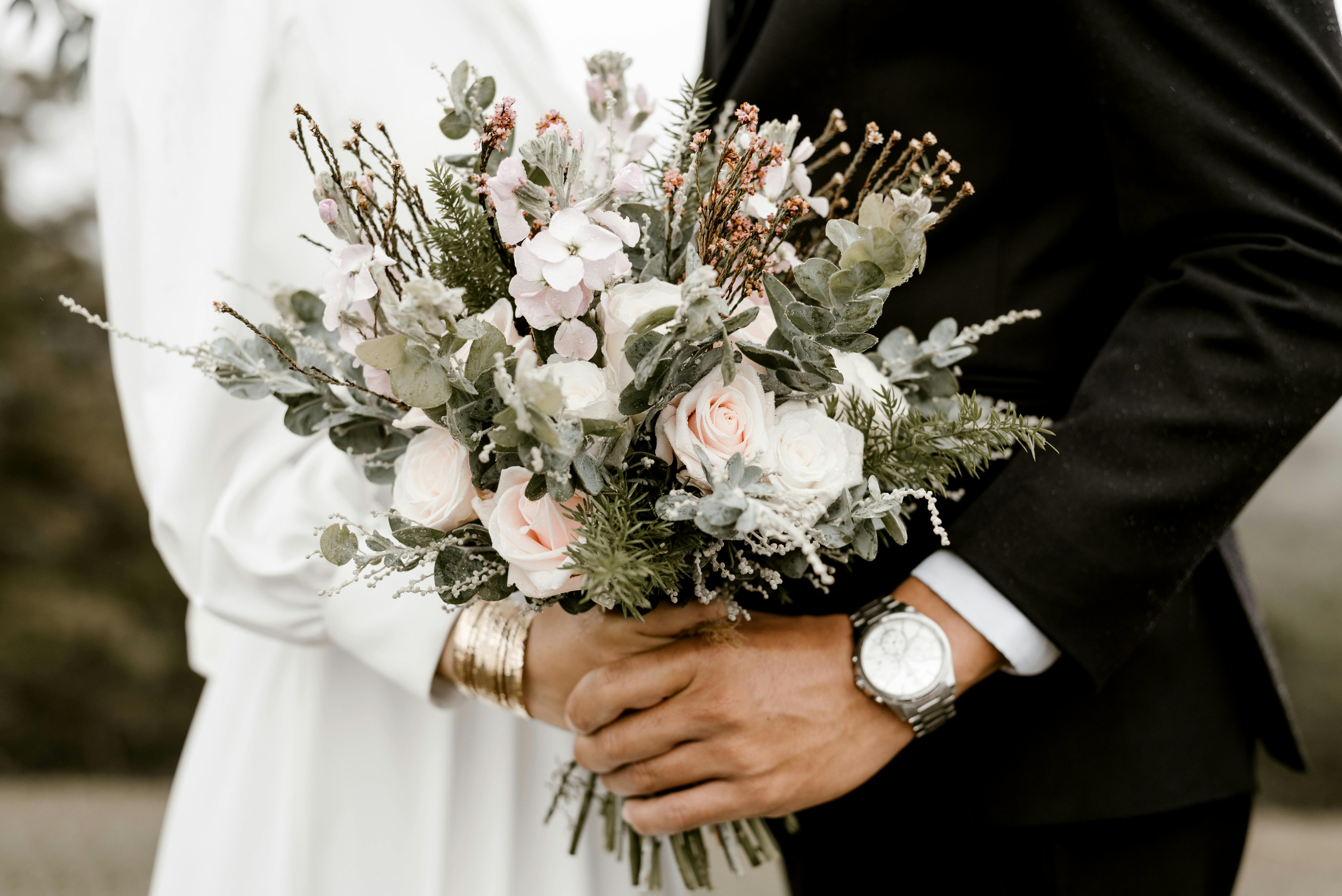 Bride and groom on wedding day